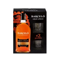 Barcelo Gran Anejo rum díszdobozban 2 pohárral DRS (0,7L / 37,5%)