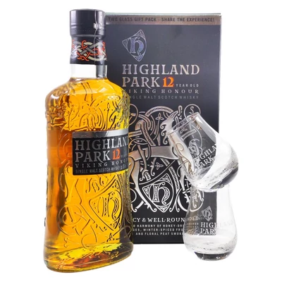 Highland Park 12 éves Viking Honour whisky DD 2 pohárral (0,7L / 40%)
