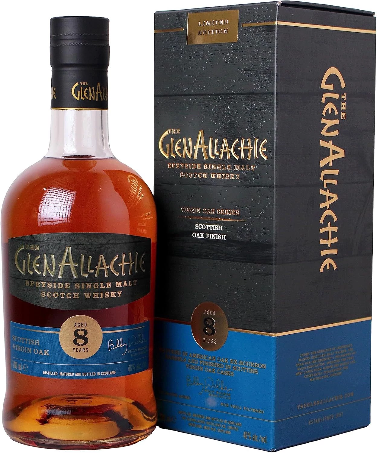 GlenAllachie 8 éves Scottish Virgin Oak Finish whisky (0,7L / 48%)