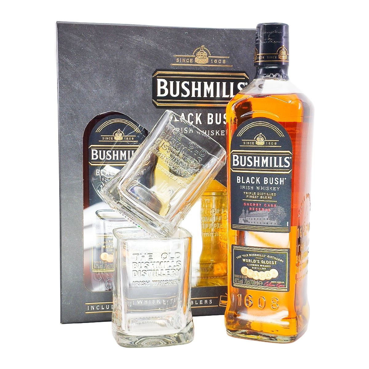 Bushmills Black Bush whiskey díszdobozban 2 pohárral (0,7L / 40%)