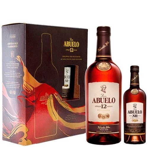 Abuelo 12 éves 0,7L + Abuelo 12 éves Two Oaks 0,2L rum ajándékcsomag DRS (0,9L / 40%)