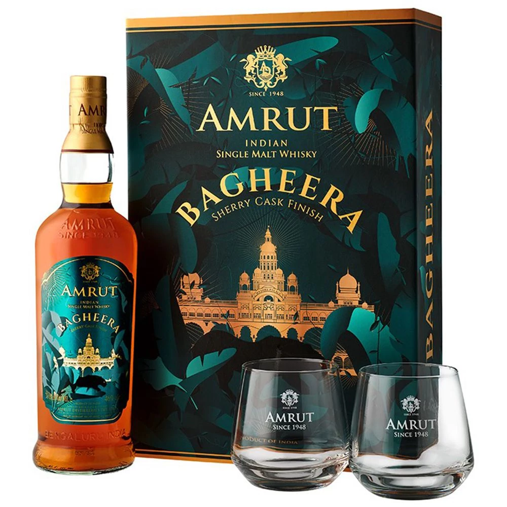 Amrut Bagheera whisky DD 2 pohárral (0,7L / 46%)